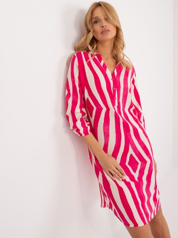 Fuchsiové geometrické midi šaty ANORIA