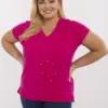 Fuchsiový plus size top CORDEVINA se srdíčky