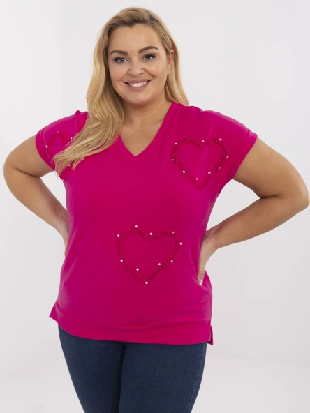 Fuchsiový plus size top CORDEVINA se srdíčky