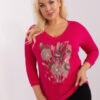 Fuchsiová plus size mikina BLOOMELLE