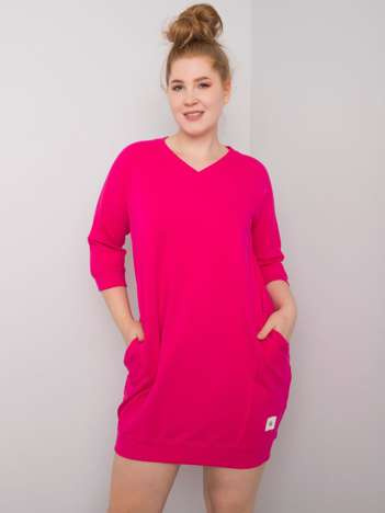 Fuchsiové plus size bavlněné šaty KARISSA
