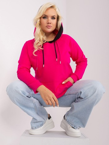 Fuchsiová basic mikina plus size s kapsou – HILESSA