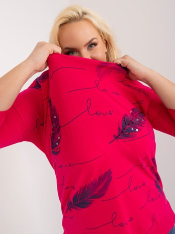 Fuchsiová plus size halenka FEATHERA