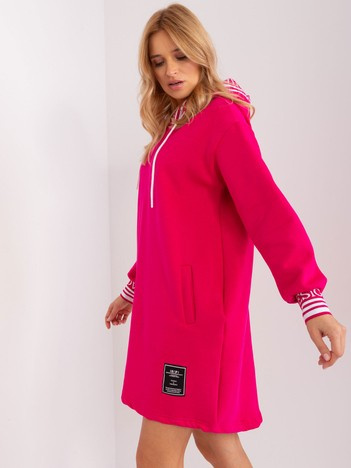 Fuchsiové zateplené mikinové šaty ZENARA v oversize střihu