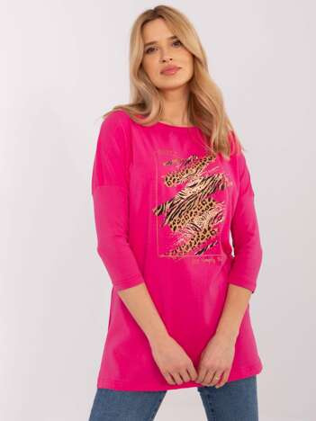 Fuchsiový top PANTHERA s leopardím panelem