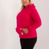 Fuchsiová hladká mikina plus size s kapucí – KARENA