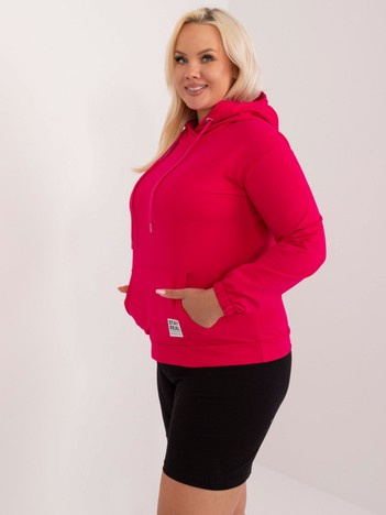 Fuchsiová hladká mikina plus size s kapucí – KARENA
