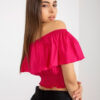 Fuchsiová crop halenka s volánem NOEMIELLE