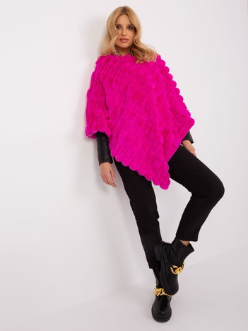 Fuchsiové kožešinové pončo PERSIDA Wool Fashion Italia