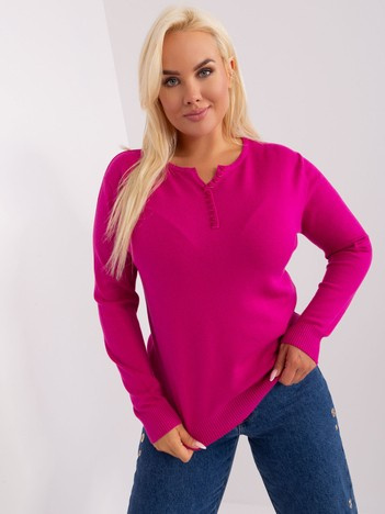Fuchsiový plus-size svetr ZEHRA s knoflíky