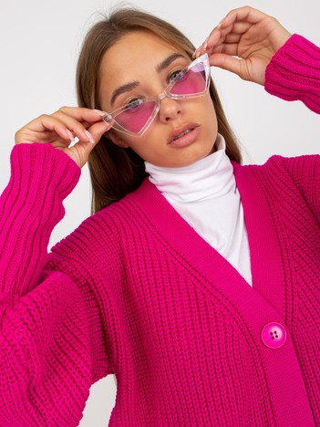 Fuchsiový dlouhý kardigan ANELĖ OCH BELLA s velkými knoflíky
