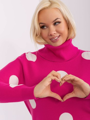 Fuchsiový plus size svetr FADILA s dlouhým rukávem
