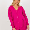Fuchsiový oversize kardigan ASTRĪDA RUE PARIS s děrovaným úpletem