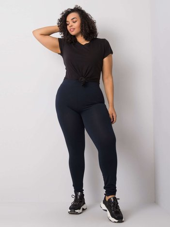 Tmavě modré bavlněné legíny plus size Phoebe – NYRETTA