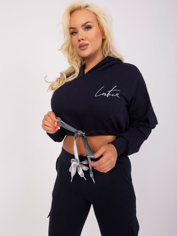 Tmavě modrý plus size komplet s cargo kalhotami – DACIANA