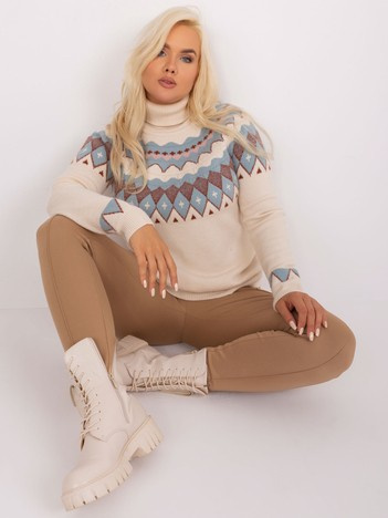 Světle béžový plus-size rolák AMINA s plastickým úpletem