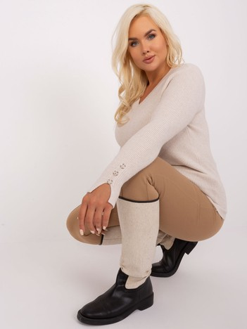 Světle béžový plus-size svetr SIMONNE s viskózou