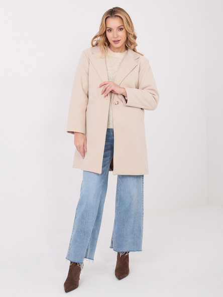 Světle béžový kabát MODA ITALY na knoflík – QUAERIA