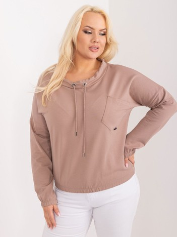 Světle hnědá plus size mikina HOODELIA