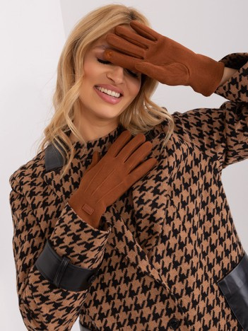 Světle hnědé elegantní dotykové rukavice – NAOMI