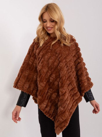 Světle hnědé kožešinové pončo PERSIDA Wool Fashion Italia