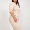 Světle broskvová elegantní plus size midi sukně – PARORIA