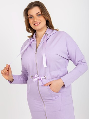 Světle fialová dlouhá propínací mikina plus size – YVAELIA