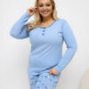 Světle modré bavlněné pyžamo SYNNØVE plus size s potiskem