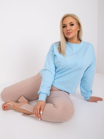 Světle modrá plus size mikina Florentia s dlouhým rukávem – CIRORA