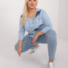 Světle modrá plus size halenka FEATHERA