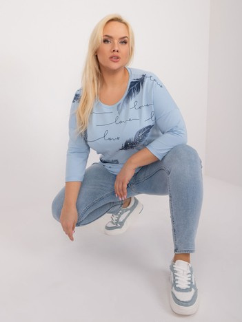 Světle modrá plus size halenka FEATHERA
