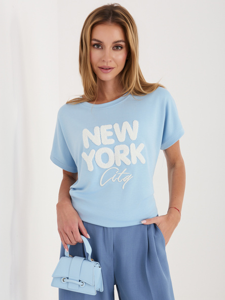 Světle modré tričko ILVERA s nápisem New York