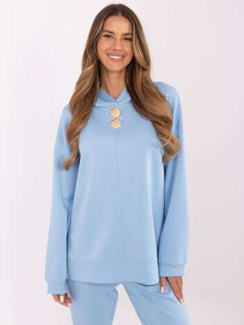 Světle modrá oversize mikina ITALY MODA s kapucí – RELENA