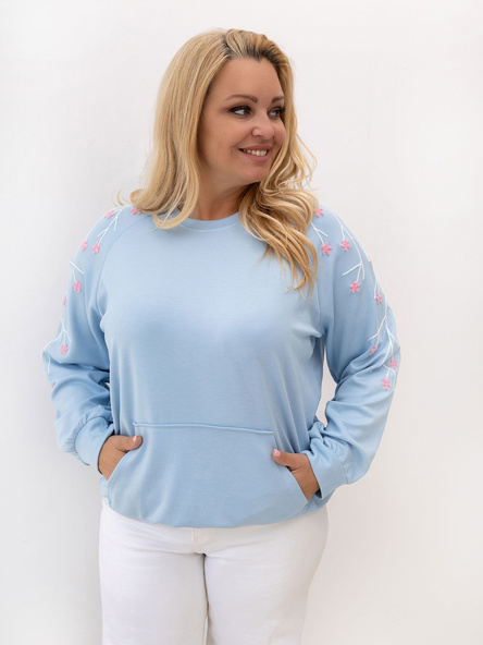 Světle modrá plus-size mikina bez kapuce RELEVANCE – DANARA