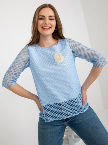 Blankytná síťovaná halenka FLOWERMESH