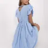 Světle modré volánové midi šaty BELEN