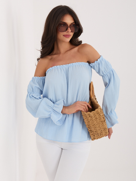 Světle modrá peplum halenka JUVENNA