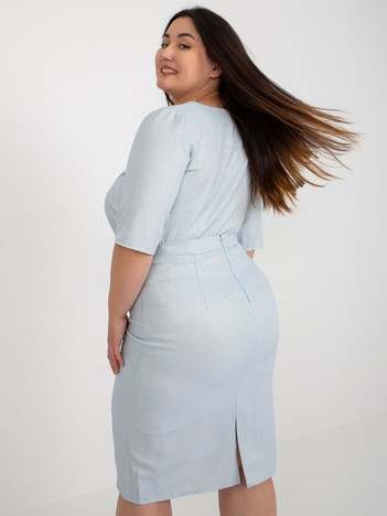 Světle modrá pouzdrová plus size midi sukně – PARORIA