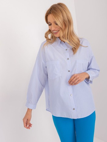 Světle modro-bílá pruhovaná oversize košile BY POMMES LIFE – ALCELIA