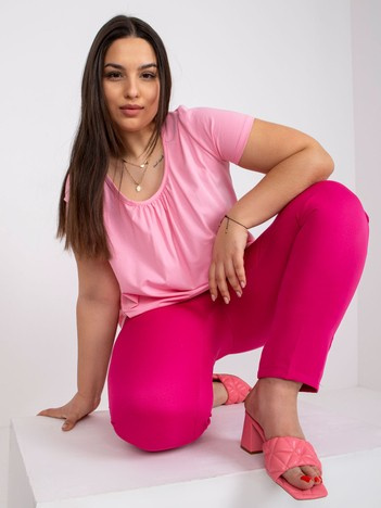 Růžová plus size halenka PERELIA Celeste s řasením