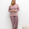 Světle růžové bavlněné pyžamo ROZÁLIA plus size s kalhotami