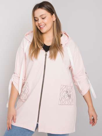 Pudrově růžová plus-size mikina Zurich na zip – IOLARA