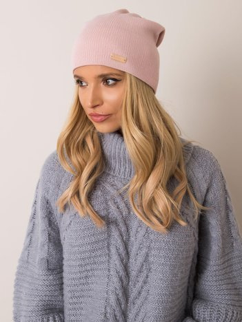 Světle růžová basic pletená čepice – LAURA