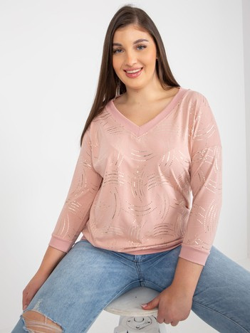 Světle růžový plus size top LINETTA