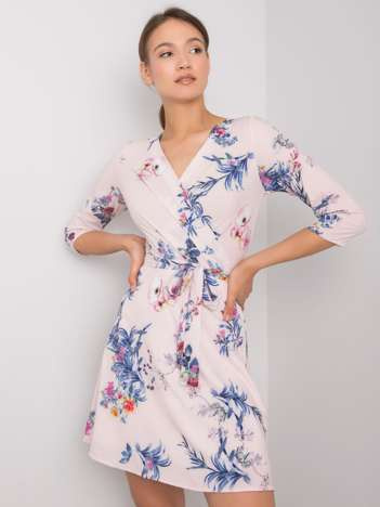 Světle růžové elegantní šaty ELISE se vzorem