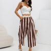 Světle růžovo-hnědé pruhované culottes – LEVERIA