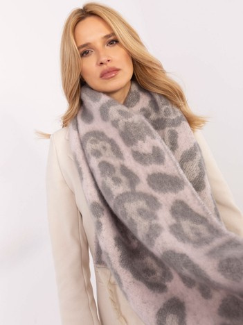 Světle růžovo-šedá leopardí šála ABELORIA