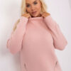 Světle růžový plus-size svetr PRANVERA s polorolákem