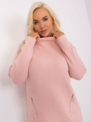 Světle růžový plus-size svetr PRANVERA s polorolákem