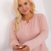 Světle růžový plus-size svetr ZEHRA s žebrovanými lemy